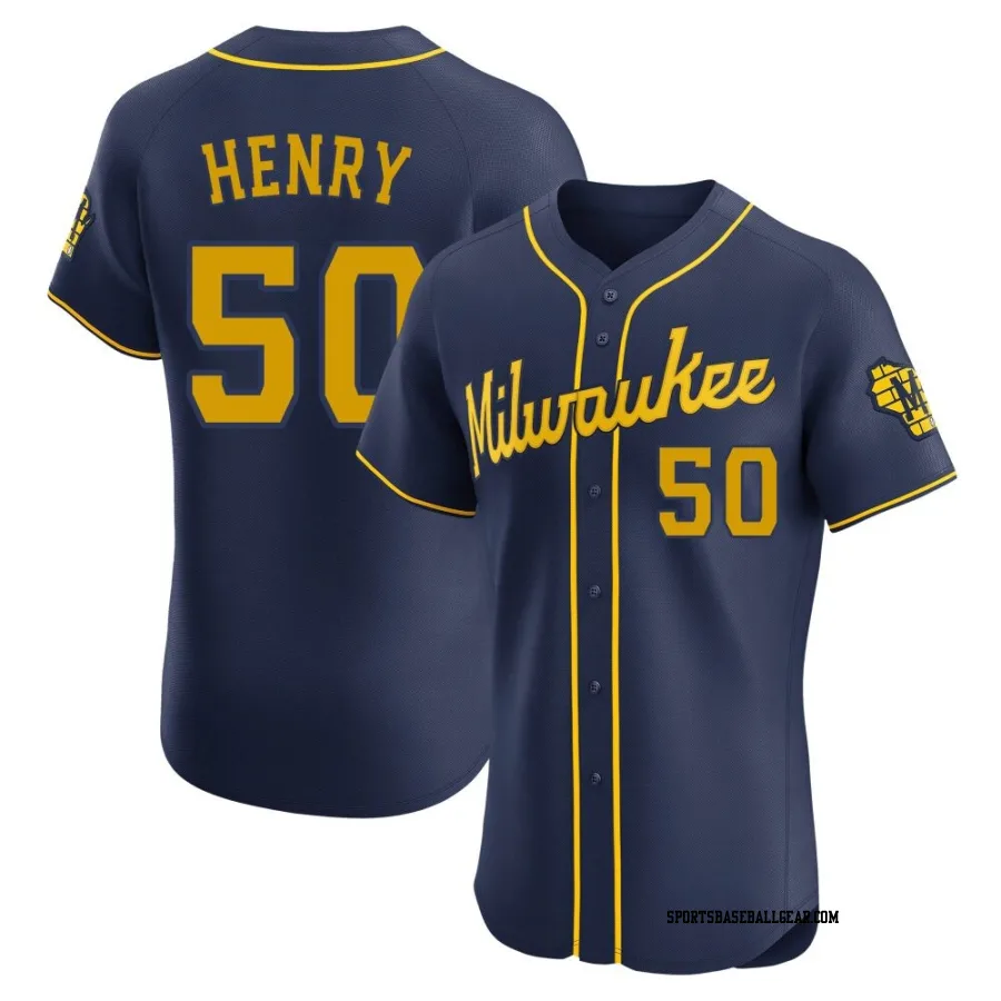 Payton Henry Men's Milwaukee Brewers Navy Elite Alternate Jersey