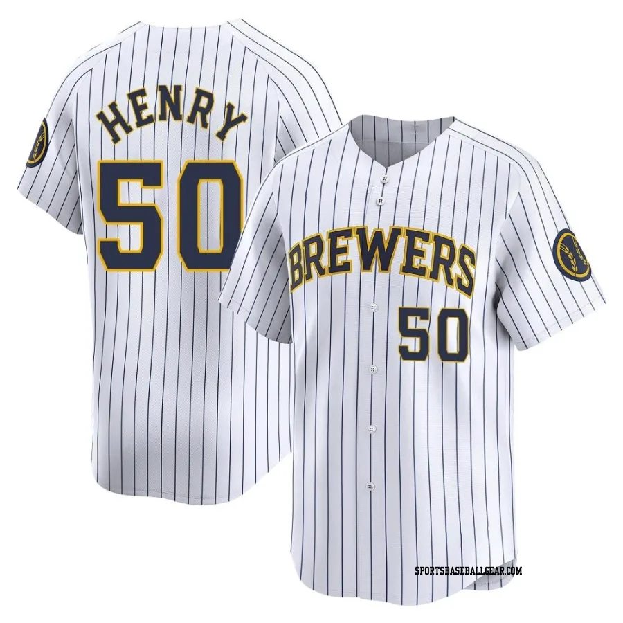 Payton Henry Men's Milwaukee Brewers White Limited Alternate Jersey
