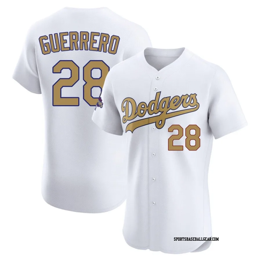 Pedro Guerrero Men's Los Angeles Dodgers Gold Elite White 2025 Collection Jersey