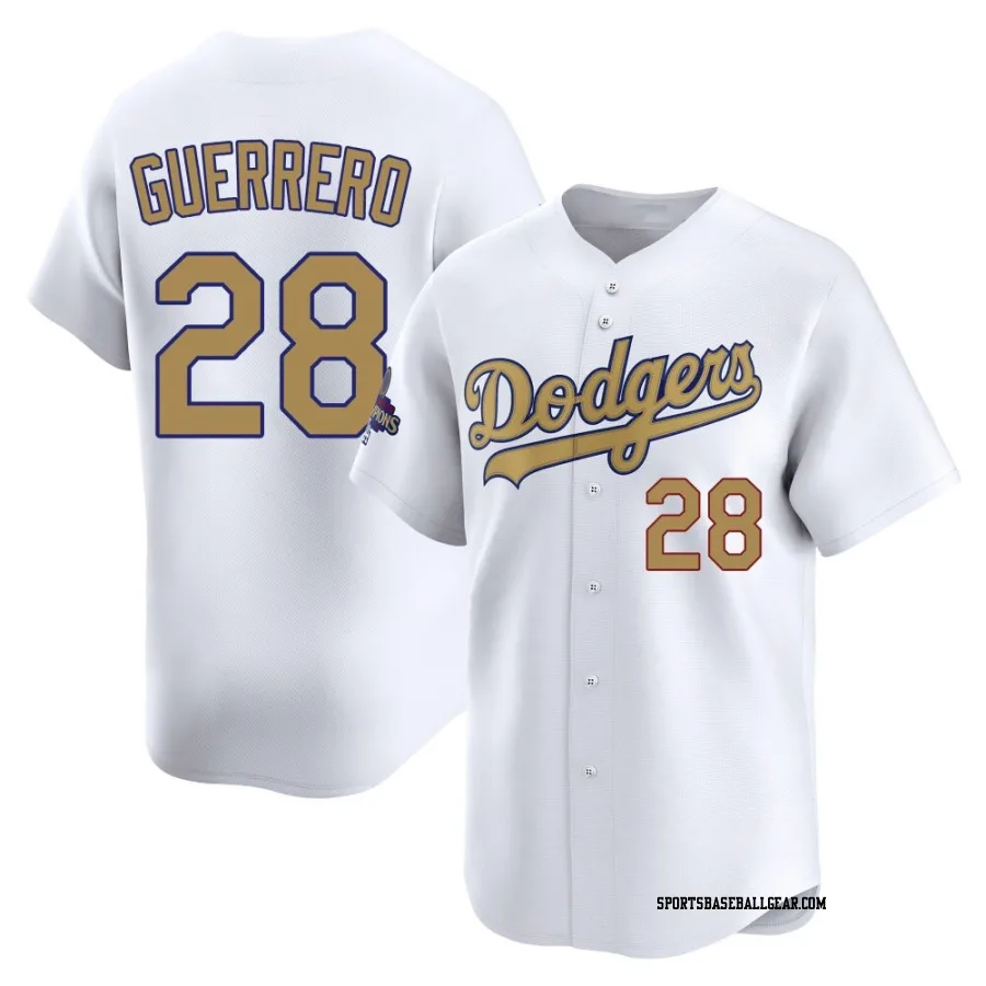Pedro Guerrero Youth Los Angeles Dodgers Gold Limited White 2025 Collection Jersey