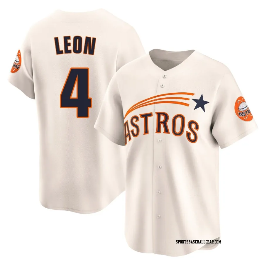 Pedro Leon Men's Houston Astros Cream Limited Throwback Cooperstown Collection Jersey