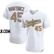 Pedro Martinez Men's Los Angeles Dodgers Gold Elite White 2025 Collection Jersey