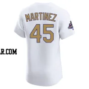 Pedro Martinez Men's Los Angeles Dodgers Gold Elite White 2025 Collection Jersey