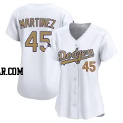 Pedro Martinez Women's Los Angeles Dodgers Gold Limited White 2025 Collection Jersey