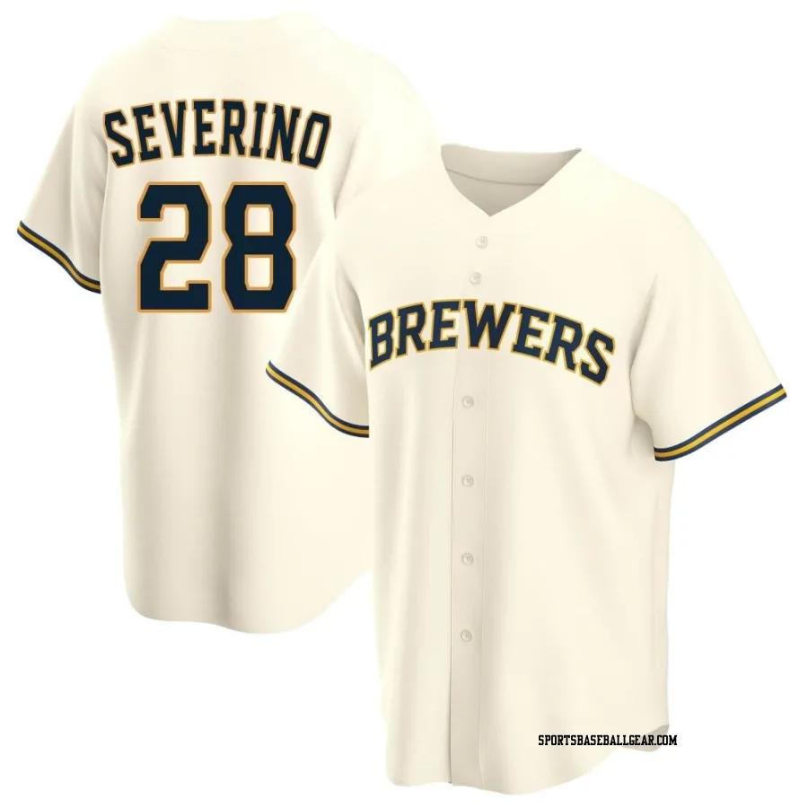 Pedro Severino Men's Milwaukee Brewers Cream Replica Home Jersey