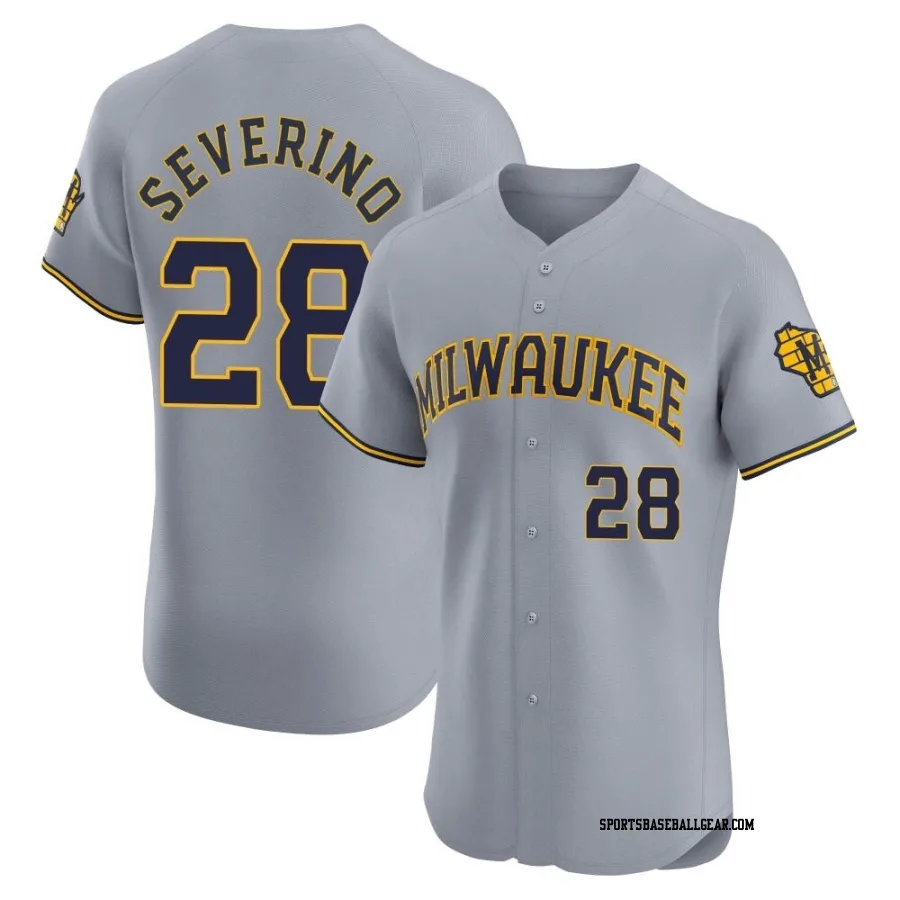 Pedro Severino Men's Milwaukee Brewers Gray Elite Road Jersey