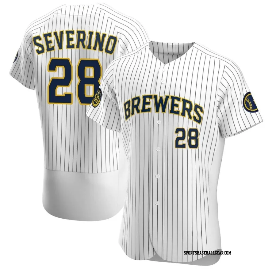 Pedro Severino Men's Milwaukee Brewers White Authentic Alternate Jersey