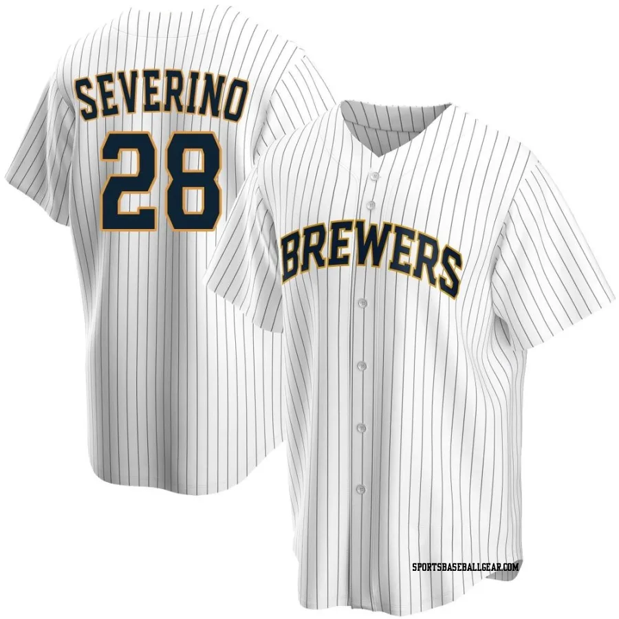 Pedro Severino Men's Milwaukee Brewers White Replica Home Jersey