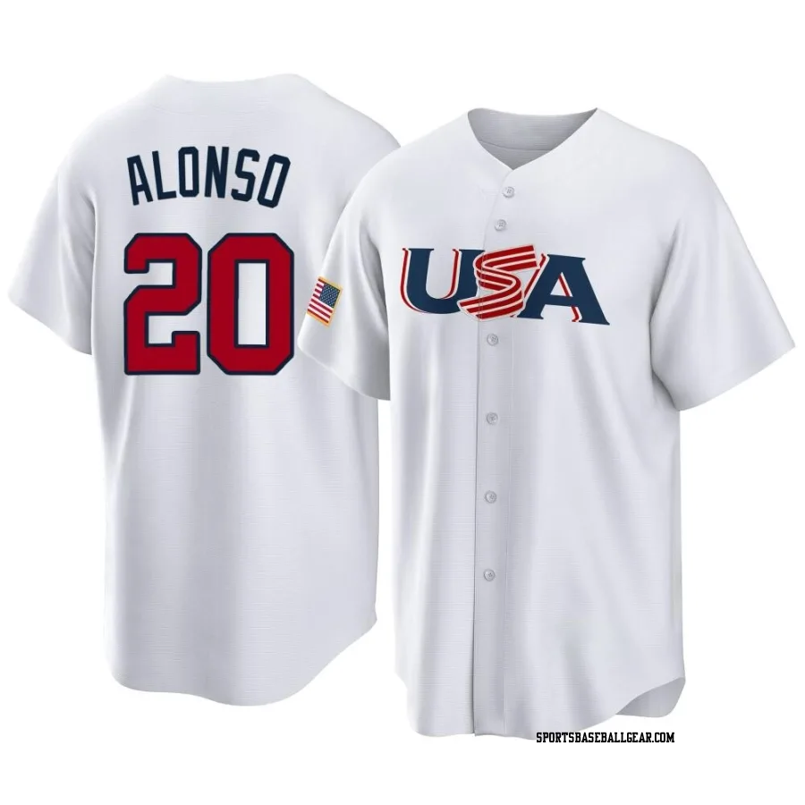 Pete Alonso Men's USA Baseball White Replica 2023 World Baseball Classic Jersey