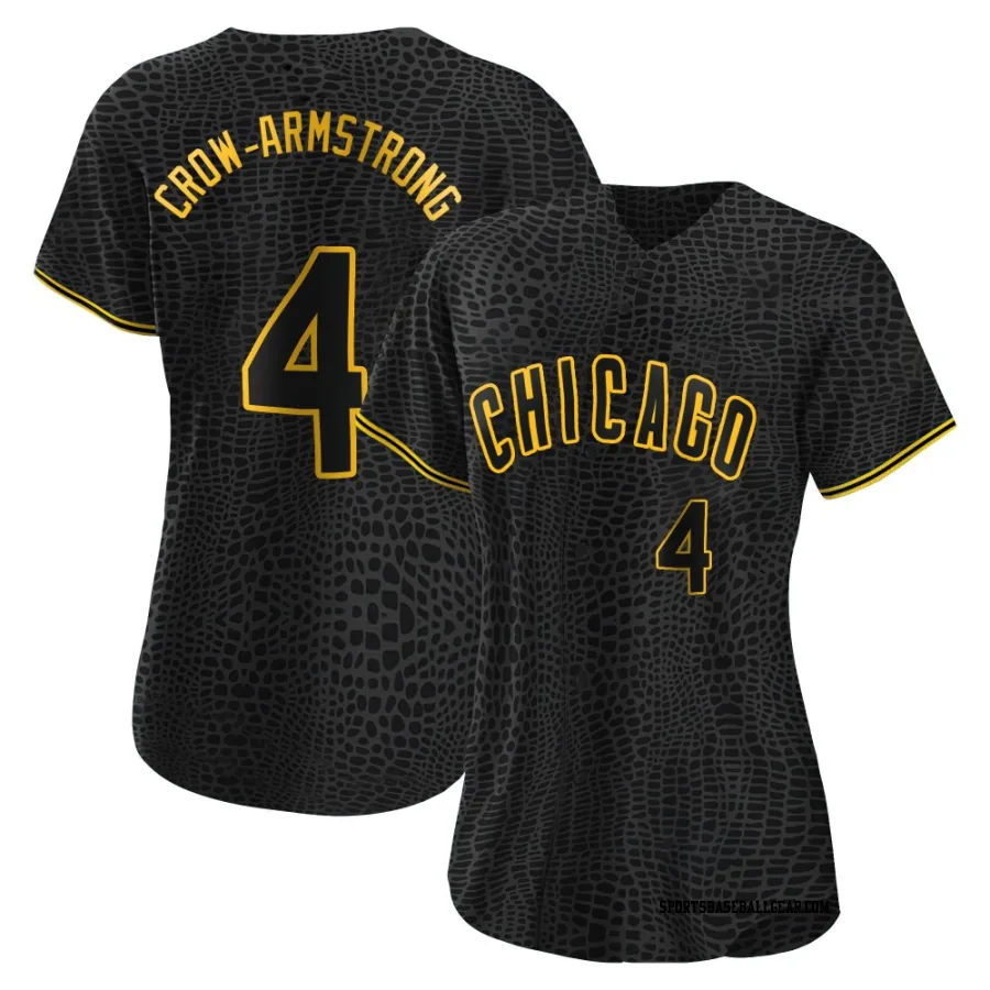 Pete Crow-Armstrong Women's Chicago Cubs Black Replica Snake Skin City Jersey
