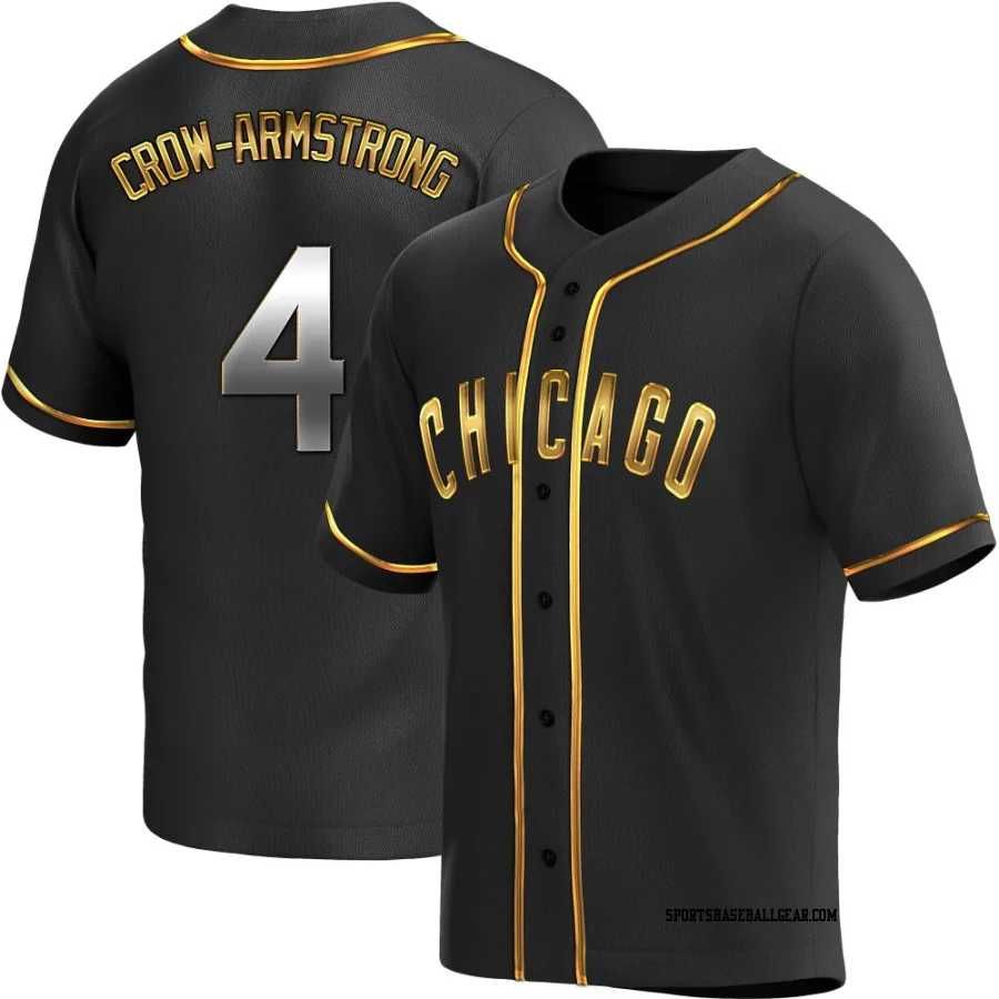 Pete Crow-Armstrong Youth Chicago Cubs Black Golden Replica Alternate Jersey