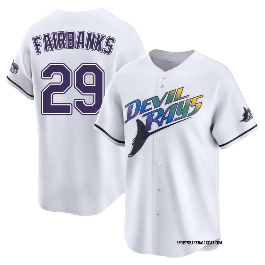 Pete Fairbanks Youth Tampa Bay Rays White Limited Throwback Cooperstown Jersey