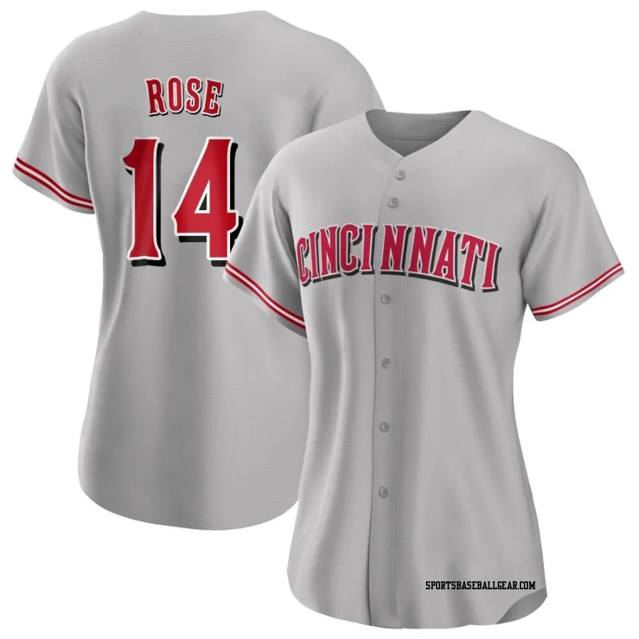 Pete Rose Women's Cincinnati Reds Gray Authentic Road Jersey