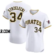 Peter Strzelecki Men's Pittsburgh Pirates White Elite Home Jersey