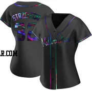 Peter Strzelecki Women's Milwaukee Brewers Black Holographic Replica Alternate Jersey