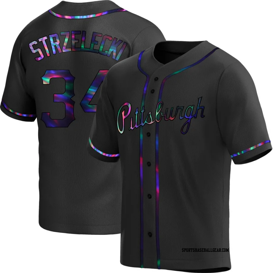 Peter Strzelecki Youth Pittsburgh Pirates Black Holographic Replica Alternate Jersey