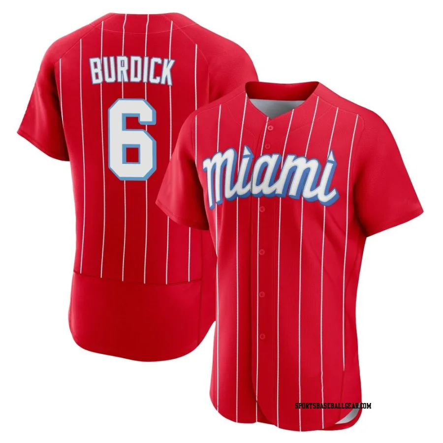 Peyton Burdick Men's Miami Marlins Red Authentic 2021 City Connect Jersey
