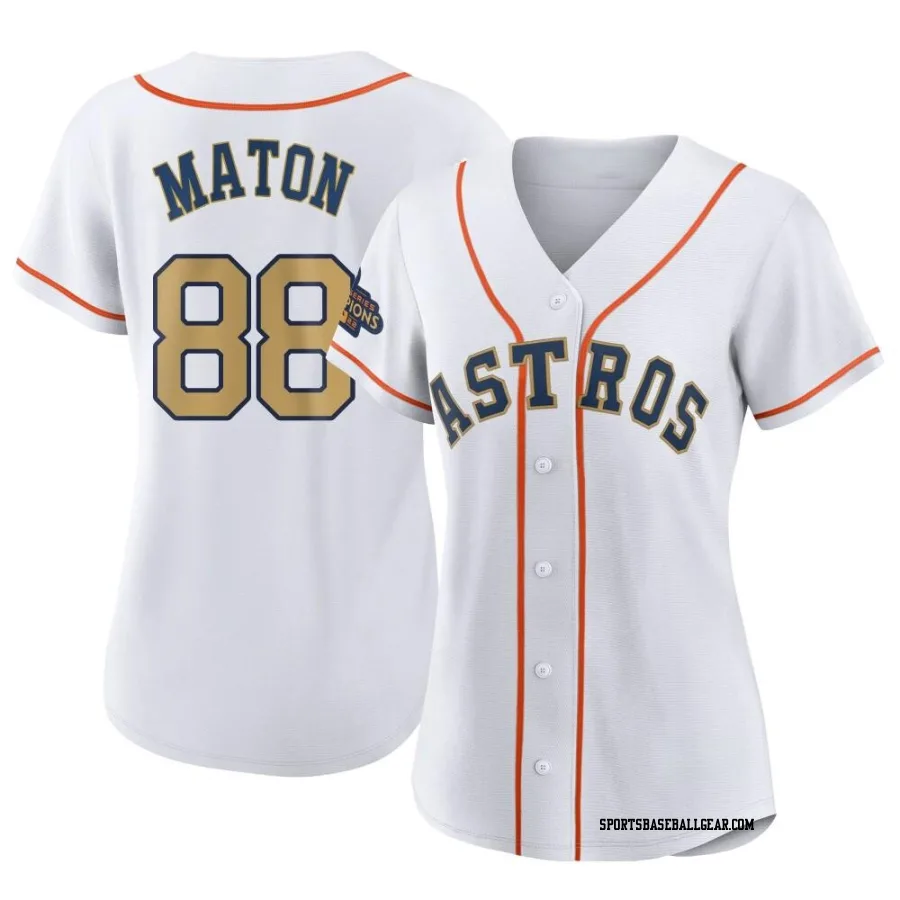 Phil Maton Women's Houston Astros Gold Replica White 2023 Collection Jersey