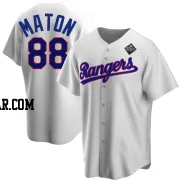 Phil Maton Youth Texas Rangers White Replica Home Cooperstown Collection 2023 World Series Jersey