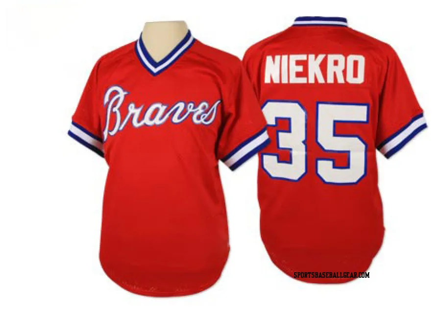 Phil Niekro Men's Atlanta Braves Red Authentic 1980 Throwback Jersey