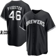 Quinn Priester Men's Milwaukee Brewers Black/White Replica Jersey