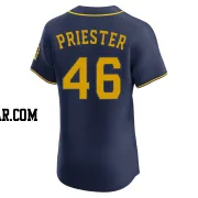 Quinn Priester Men's Milwaukee Brewers Navy Elite Alternate Jersey