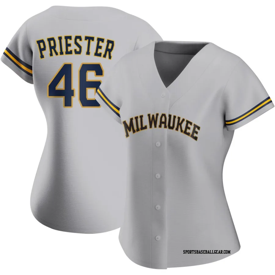 Quinn Priester Women's Milwaukee Brewers Gray Authentic Road Jersey