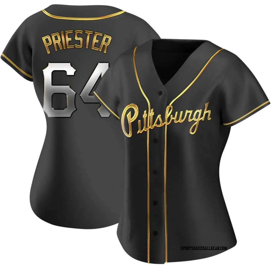 Quinn Priester Women's Pittsburgh Pirates Black Golden Replica Alternate Jersey