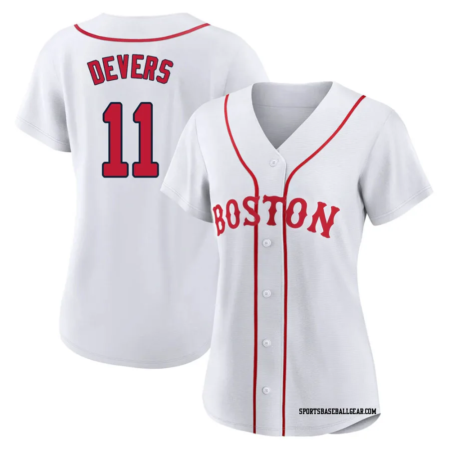 Rafael Devers Women's Boston Red Sox White Authentic 2021 Patriots' Day Jersey