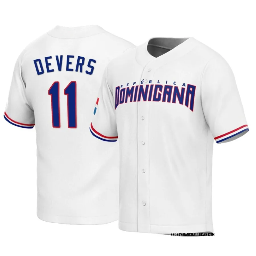 Rafael Devers Youth Dominican Republic Baseball White Replica 2023 World Baseball Classic Jersey