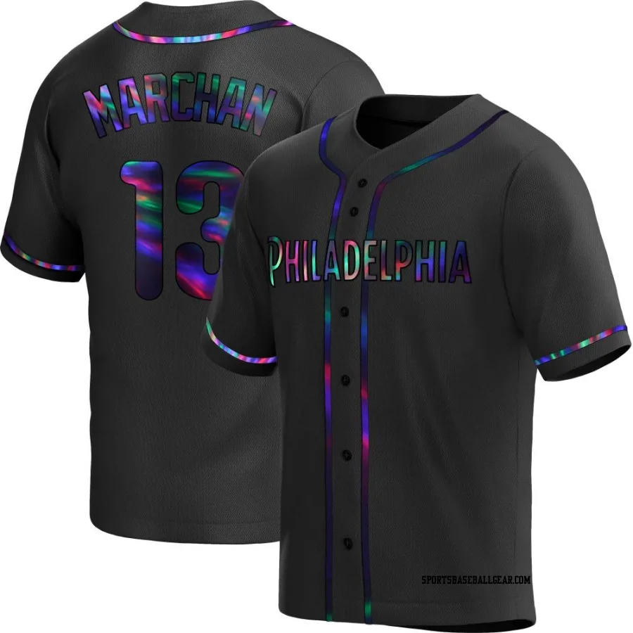 Rafael Marchan Men's Philadelphia Phillies Black Holographic Replica Alternate Jersey