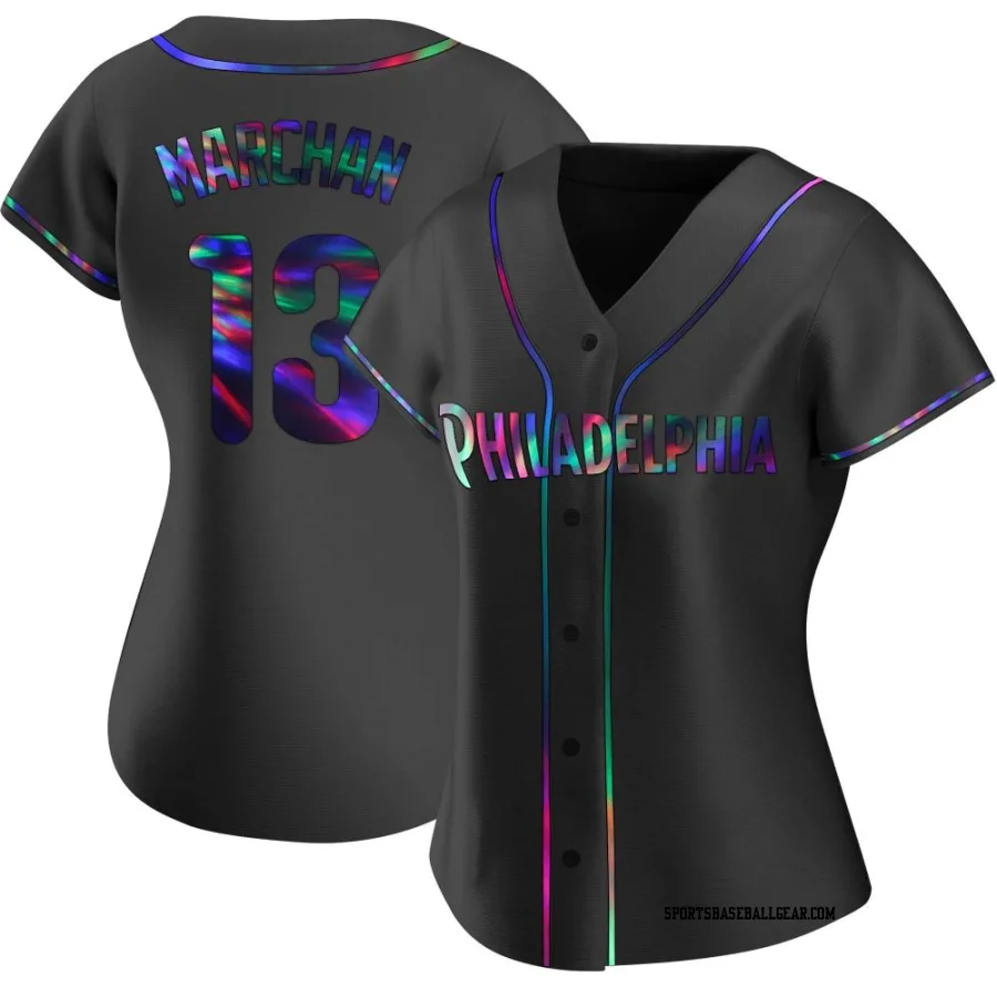 Rafael Marchan Women's Philadelphia Phillies Black Holographic Replica Alternate Jersey