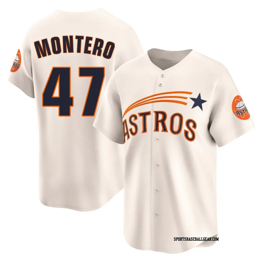 Rafael Montero Men's Houston Astros Cream Limited Throwback Cooperstown Collection Jersey