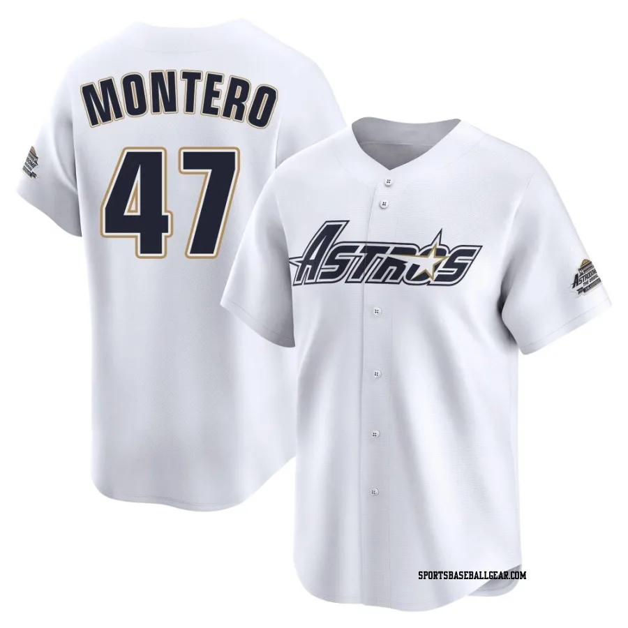 Rafael Montero Men's Houston Astros White Limited Throwback Cooperstown Collection Jersey