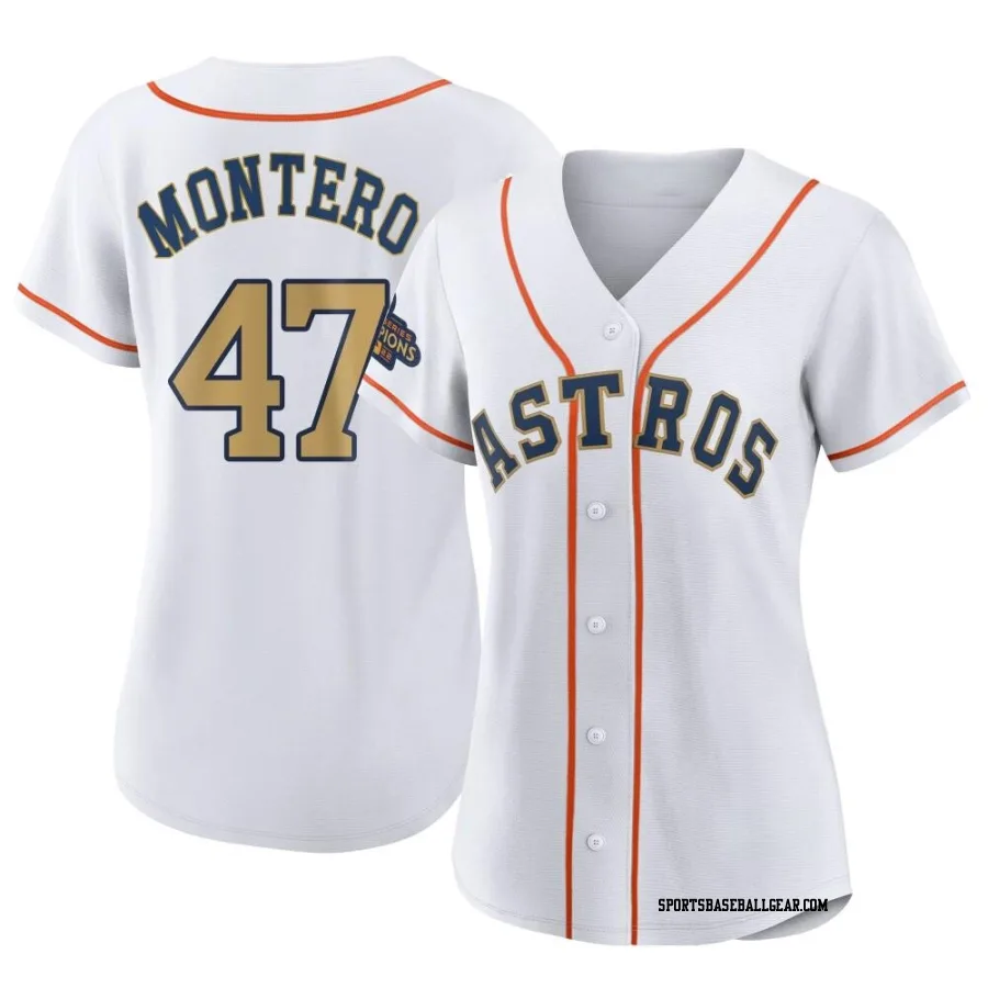 Rafael Montero Women's Houston Astros Gold Replica White 2023 Collection Jersey
