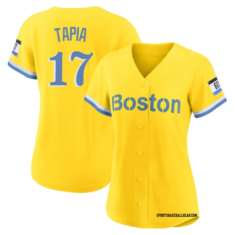 Raimel Tapia Women's Boston Red Sox Gold/Light Replica Blue 2021 City Connect Player Jersey