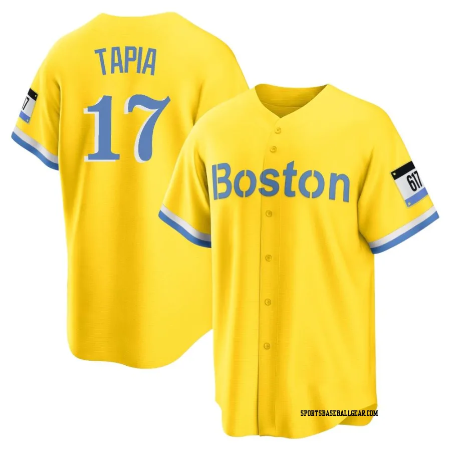 Raimel Tapia Youth Boston Red Sox Gold/Light Replica Blue 2021 City Connect Player Jersey