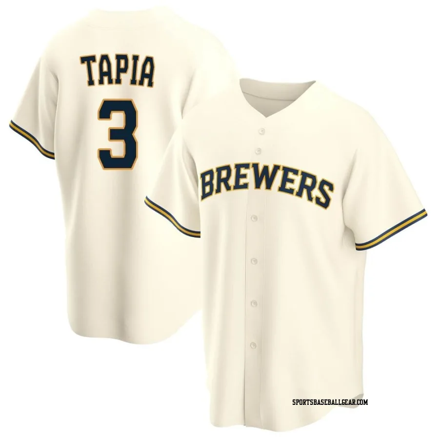 Raimel Tapia Youth Milwaukee Brewers Cream Replica Home Jersey