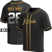Raisel Iglesias Men's Atlanta Braves Black Golden Replica Alternate Jersey