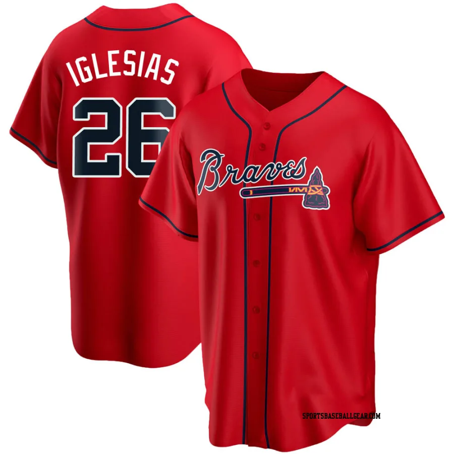 Raisel Iglesias Men's Atlanta Braves Red Replica Alternate Jersey