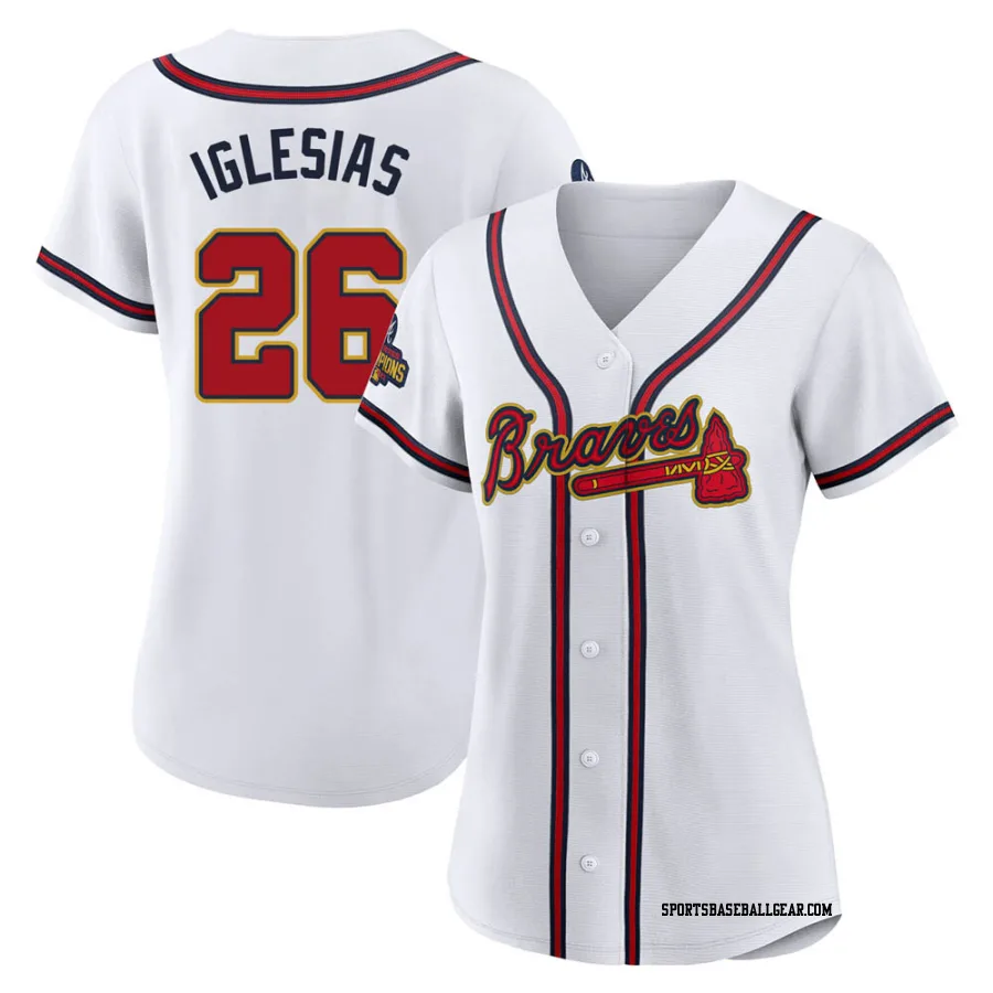 Raisel Iglesias Women's Atlanta Braves Gold Replica White 2022 Program Jersey