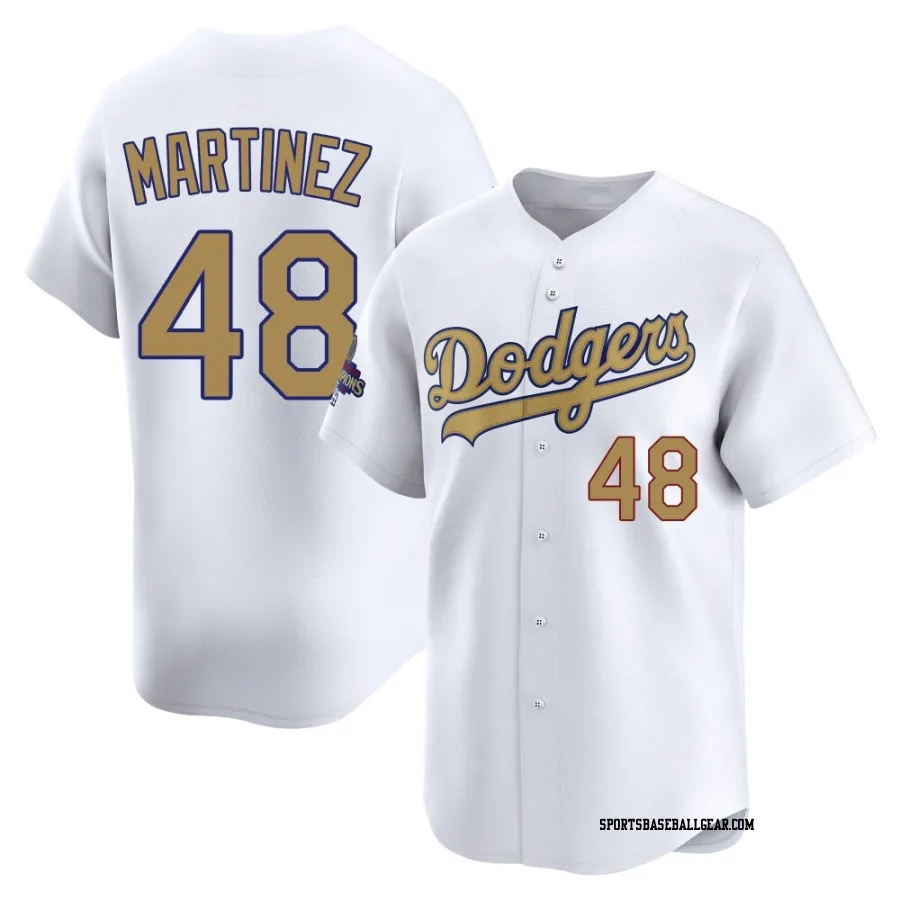 Ramon Martinez Men's Los Angeles Dodgers Gold Limited White 2025 Collection Jersey