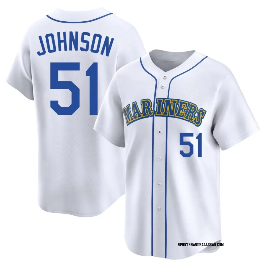 Randy Johnson Men's Seattle Mariners White Limited Throwback Cooperstown Collection Jersey