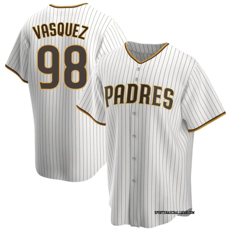 Randy Vasquez Men's San Diego Padres White/Brown Replica Home Jersey