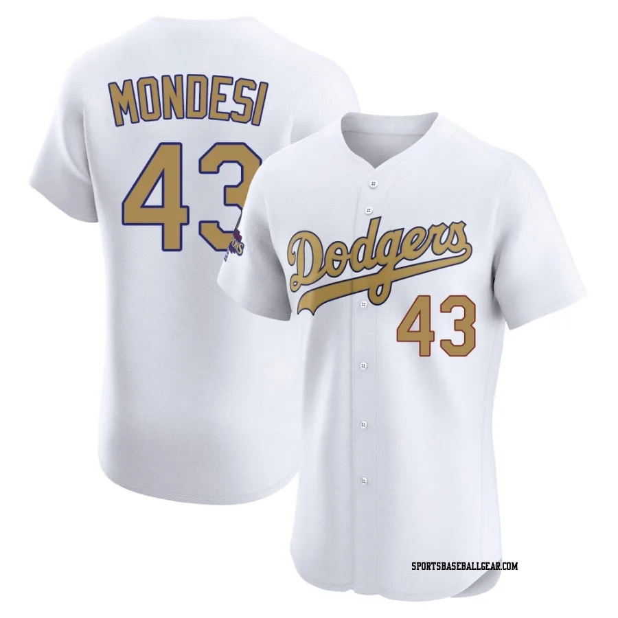 Raul Mondesi Men's Los Angeles Dodgers Gold Elite White 2025 Collection Jersey