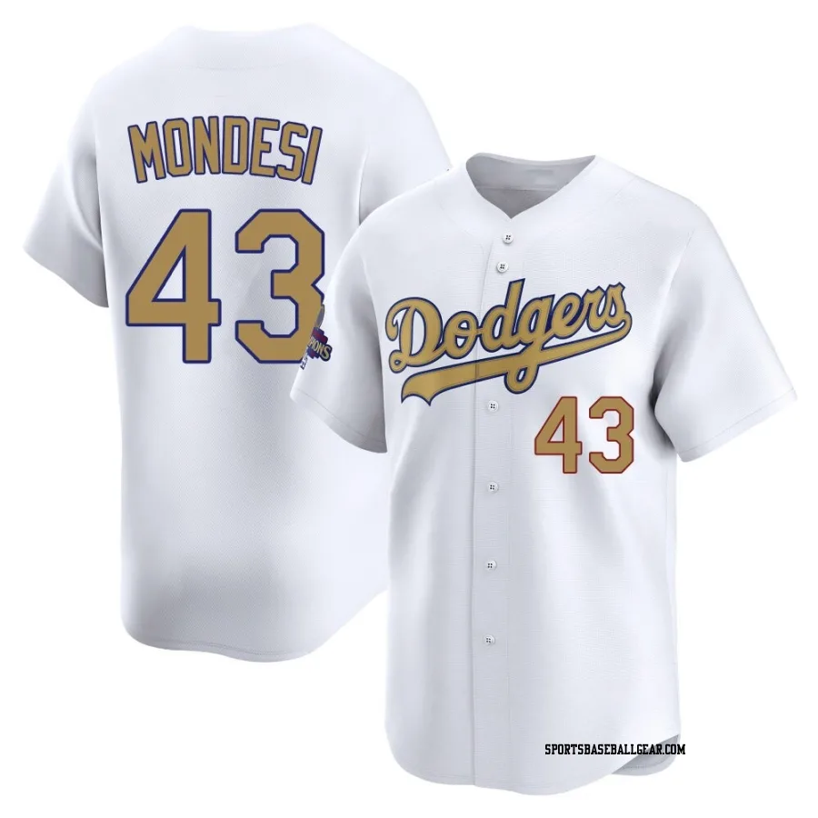 Raul Mondesi Men's Los Angeles Dodgers Gold Limited White 2025 Collection Jersey