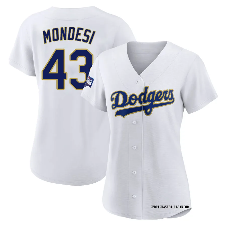 Raul Mondesi Women's Los Angeles Dodgers White/Gold Authentic 2021 Gold Program Player Jersey