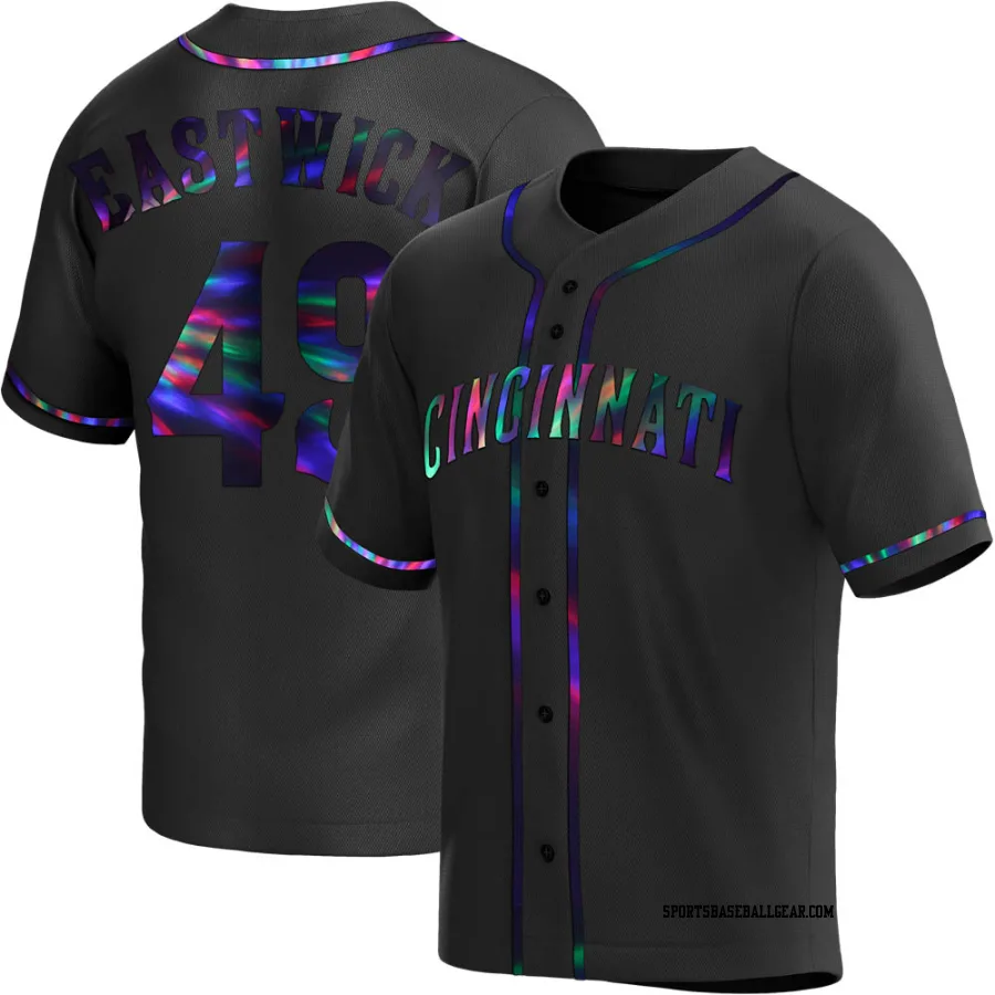 Rawly Eastwick Men's Cincinnati Reds Black Holographic Replica Alternate Jersey