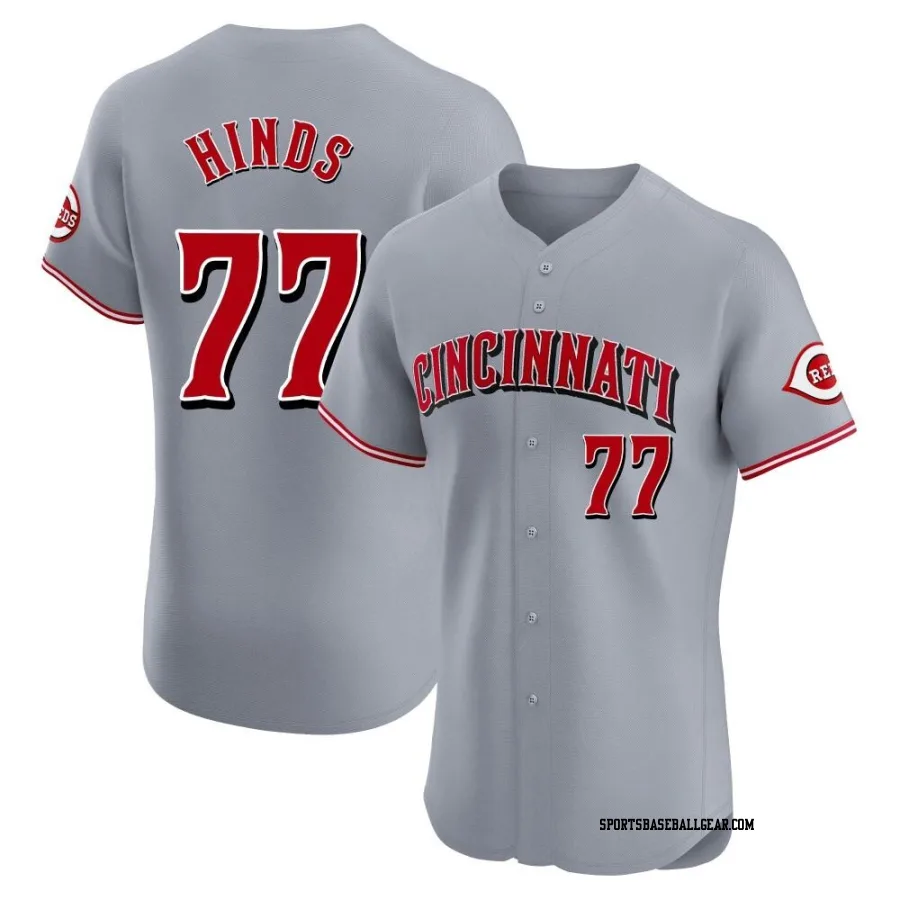 Rece Hinds Men's Cincinnati Reds Gray Elite Road Jersey