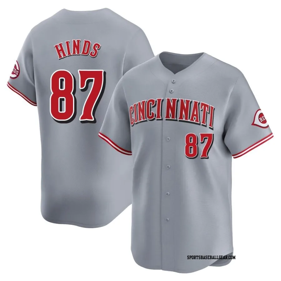 Rece Hinds Men's Cincinnati Reds Gray Limited Away Jersey